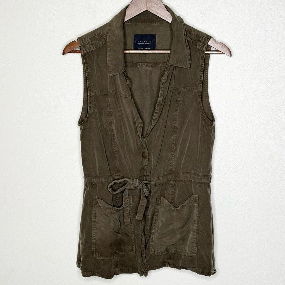 Sanctuary Tencel Dark Green Cargo Vest - Women’s US S